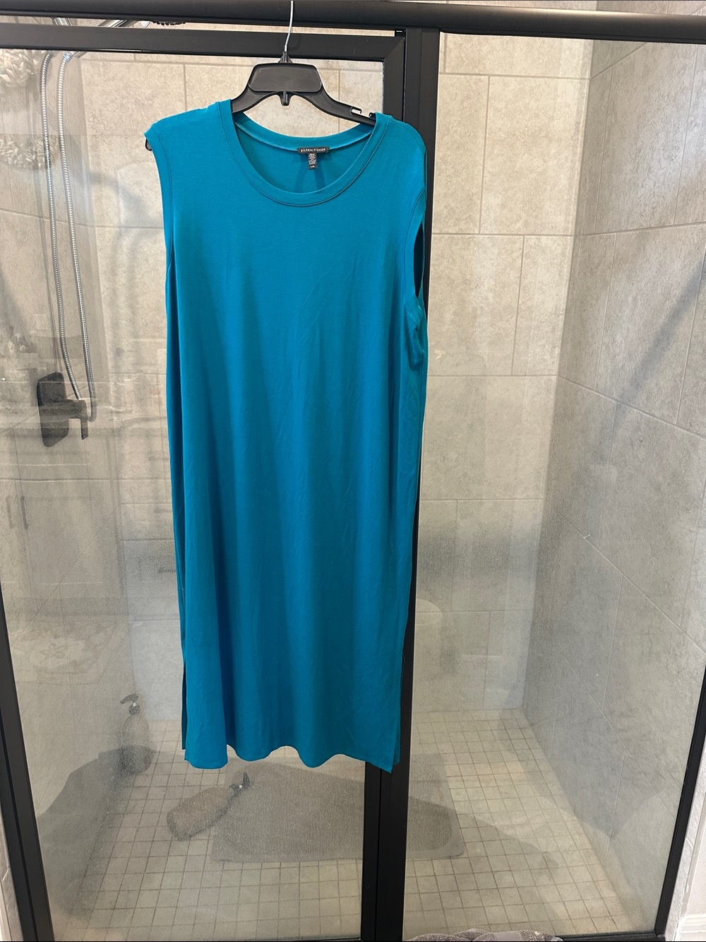 Eileen Fisher Teal Sleeveless Midi Tunic Top